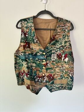 Vintage Equestrian Hunting Scene Vest